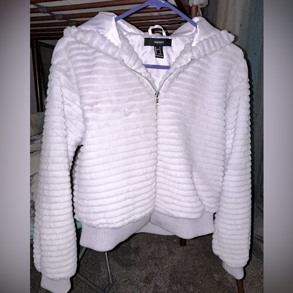 Forever 21 Lavender fuzzy hooded jacket, Size Small